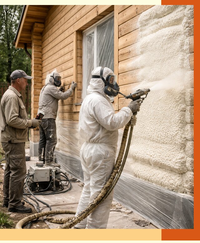 Утепление дома из бруса ППУ в Ревде от 4073 руб/м2 под ключ | ТепломастерРвд