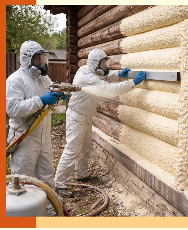 Утепление бревенчатого дома ППУ в Ревде эффективной изоляцией