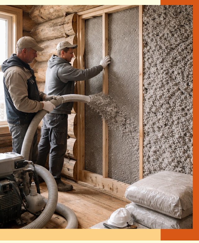 Утепление бревенчатого дома эковатой в Ревде от 2909 руб. | ТепломастерРвд