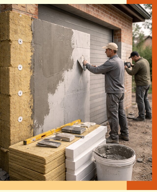 Утепление гаража снаружи в Ревде от 4443 руб. за м2 — наружное утепление под ключ | ТепломастерРвд