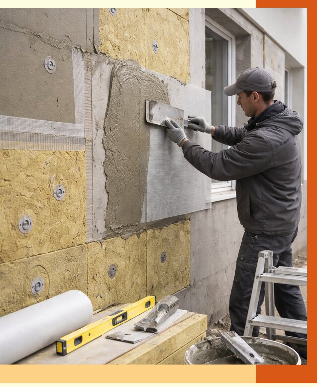 Утепление фасада под штукатурку в Ревде от 4443 руб/м2 — монтаж пенопластом и минватой | ТепломастерРвд