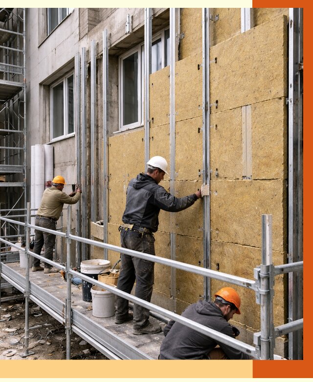 Утепление вентилируемого фасада в Ревде от 5924 руб/м2 — монтаж и утепление вентфасад | ТепломастерРвд