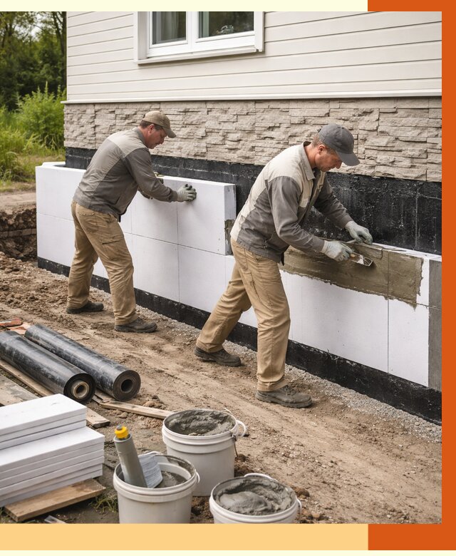 Утепление фундамента снаружи в Ревде от 4443 руб. за м² | ТепломастерРвд