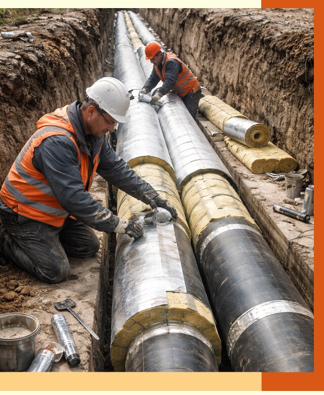 Утепление теплотрассы в Ревде от 4761 руб./м2 — ппу и комплексная изоляция | ТепломастерРвд