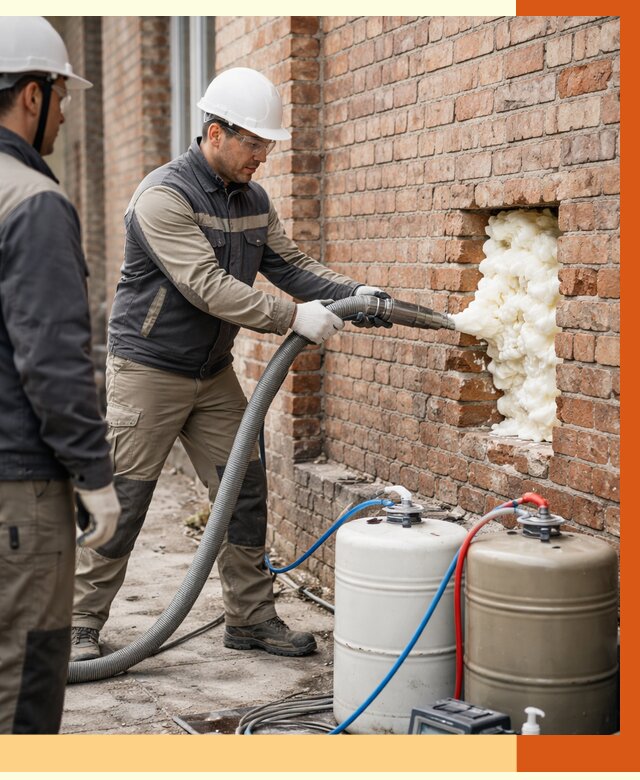 Заливка ППУ в пустоты кирпичной стены в Ревде от 2909 руб. | ТепломастерРвд