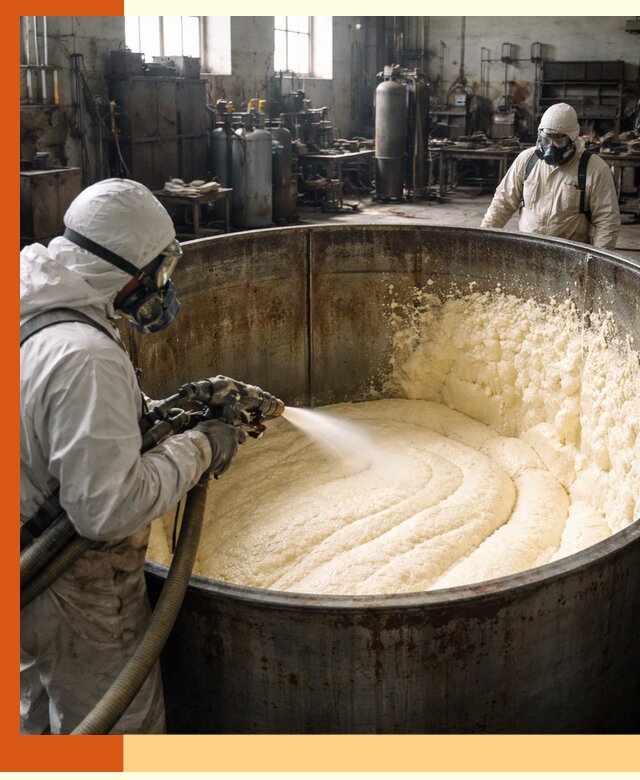 Заливка ппу в емкости с полной изоляцией и герметизацией в Ревде