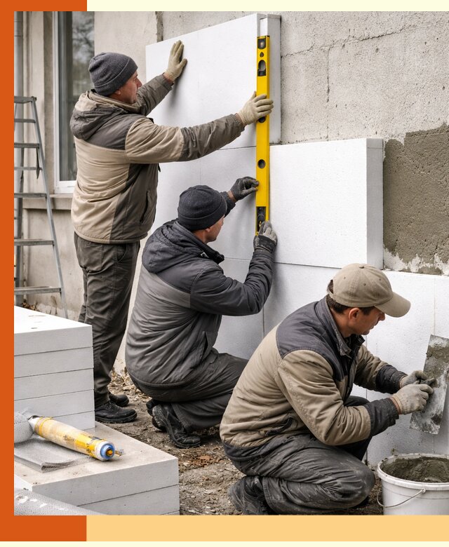 Утепление пенопластом наружных стен и фасадов в Ревде