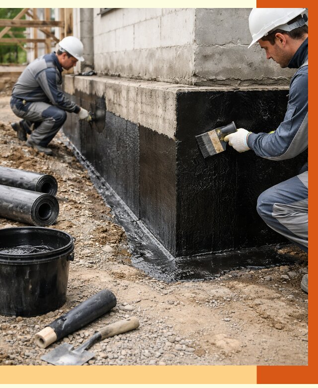 Гидроизоляция фундамента в Ревде от 1322 руб. — профессионально, под ключ | ТепломастерРвд