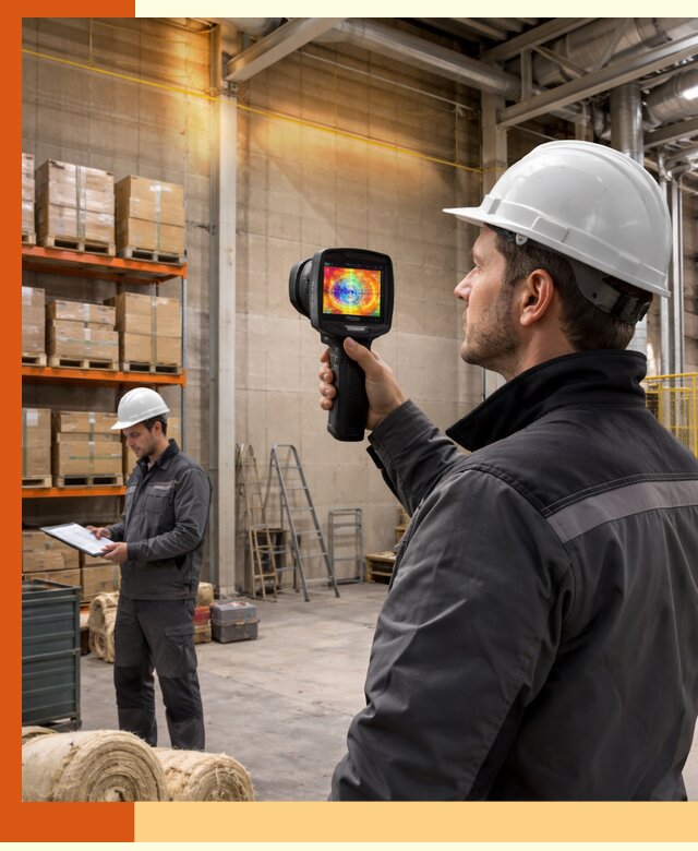 Тепловизионное обследование склада и выявление утечек в Ревде