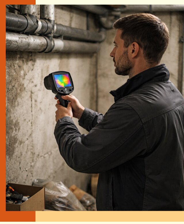 Тепловизионное обследование подвала в Ревде для поиска утечек тепла