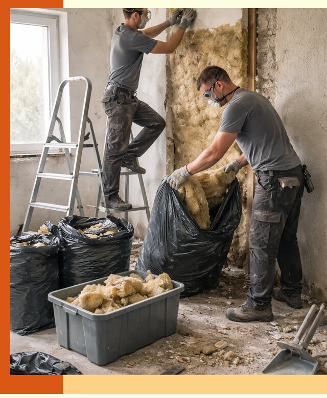 Демонтаж старого утеплителя и вывоз отходов в Ревде