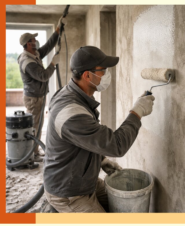 Подготовка поверхности под напыление утеплителя в Ревде