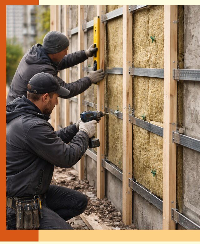 Монтаж обрешетки под утепление зданий и квартир в Ревде